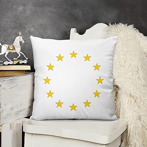 Tampas de travesseiros da bandeira da UE da Europa Conjunto de 2 estojo de almofada para sofá de sofá -brasão de fronhas decorativas