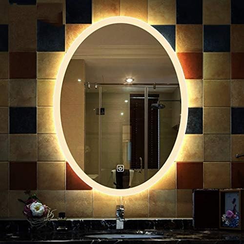 Espelho de maquiagem espelhos de banheiro montados na parede, interruptor de tela de toque com interiores de duas cores interiores espelhos