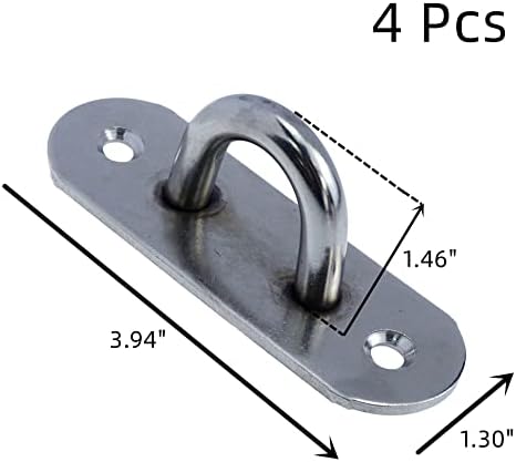 WDONAY 4 PCs Aço inoxidável em forma de U Gancho de anel de aço fixo para ventilador gancho de saco de areia grande comprimento oval longo de 100 mm/3,94 de prata