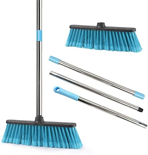 Vassouras de cama, vassoura de limpeza de piso com alça longa ajustável Plástico esfrega para limpar as ferramentas portáteis do pátio do banheiro.