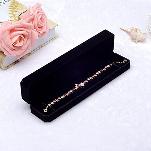 Lily Treacy Deluxe Black Velvet Jewelry Box Bracelet Colarclear Brincos de anel Brincos da caixa da caixa de casos Engajamento