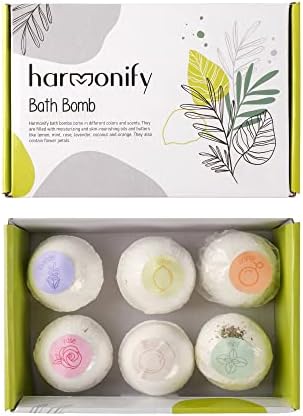 Harmonify Bath Bombs, Natural, Orgânica, Pele e Corpo Seguro de Belas Hipoalergênico Tablet de beleza não tóxica, Fizzy, borbulhante, calmante perfumado, presente