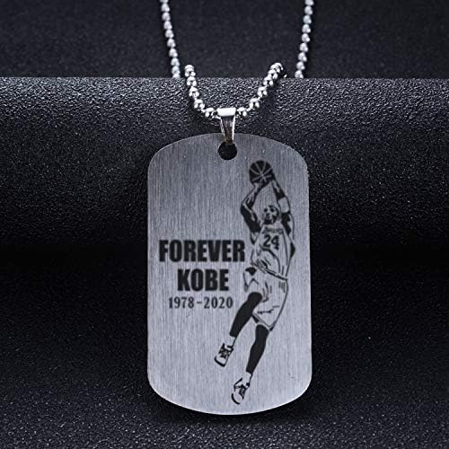 Kobe Bryant RIP Tag do exército Charm de colar de titânio Corrente de aço de aço inoxidável Estrela de basquete Mamba Spirit