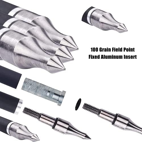 XGEEK 30 polegadas Prática de seta de carbono Prações de caça Spine 500 com penas reais de 4 Nock ajustável e dicas removíveis