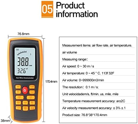 N/A Anemômetro Velocidade do vento Medição de temperatura Usb Ferramenta de medição de interface Instrumento de medição