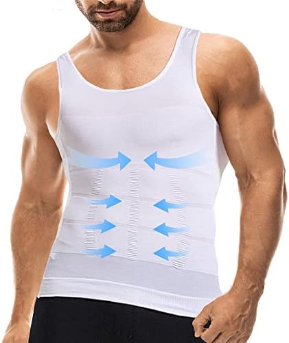 Camisas de compressão de Mistirik para homens - Mens Slimming Body Shaper - Tampa tanque apertada para homens - Tampa da camisa de compressão