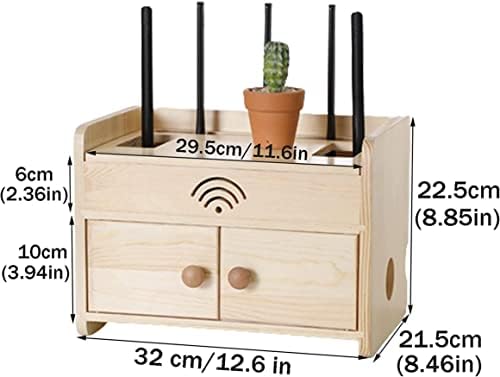 Caixa de armazenamento do roteador Wi -Fi, caixa de armazenamento de madeira/armazenamento de cabos de madeira, caixa