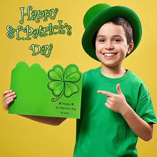 12 Defina os cartões de St. Patrick's Day com envelope Green St Patrick's Day Disturted Card Irish Good Luck Shamrock Cartings St Patricks Dia para crianças do dia de St. Patrick Gifts Gifts