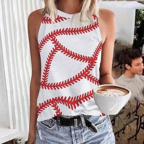 Tops femininos Tanques sem mangas de verão Tampas de beisebol engraçado Mãe camiseta