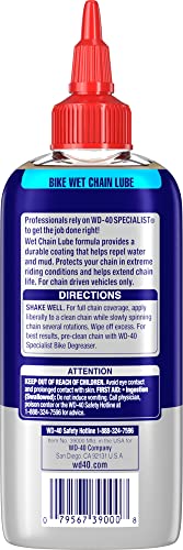 WD-40 Specialist Bike Wet Chain lubrificante, 4 oz