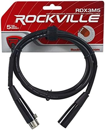 Rockville Rdx3m5 5 pés 3 pinos Cabo de iluminação DMX OFC COPPER feminino para masculino