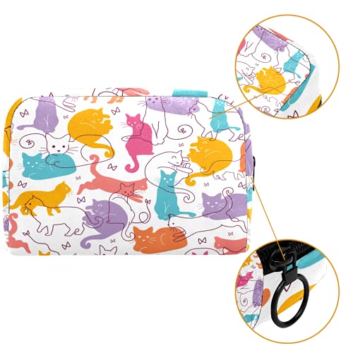Bolsa de higiene pessoal Bolsa de lava -lava de maquiagem cosmética com zíper para gatos coloridos para acessórios de viagem Essentials