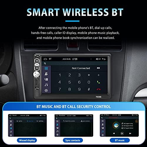 Estéreo de carro DIN único com Apple CarPlay e Android Auto, Radio de carro de tela de toque de 7 polegadas com