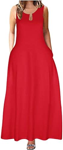 Vestidos de verão de PVCs para mulheres 2023 Vestido de tanque de mangas compridas um vestido maxi vestido de cor sólida