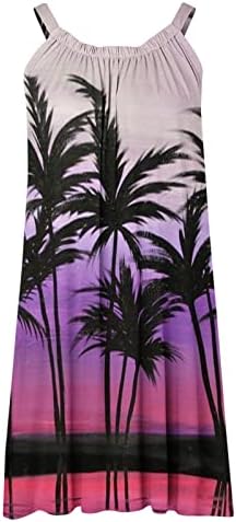 Vestido de estampa tropical feminina Tropical Vestido de verão Spaghetti Strap Cami Sun Dress Beach Floral Swing Tunic
