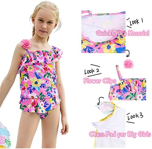 Modafans Girls 'Floral Ruffle Flugue Swimsuit