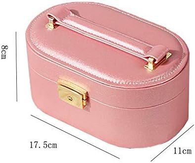 QTT Caixa de jóias portáteis Saco de armazenamento de viagem rosa para jóias com espelho a bolsa de armazenamento versátil de grande capacidade para a caixa de jóias de colar de anel para mulheres