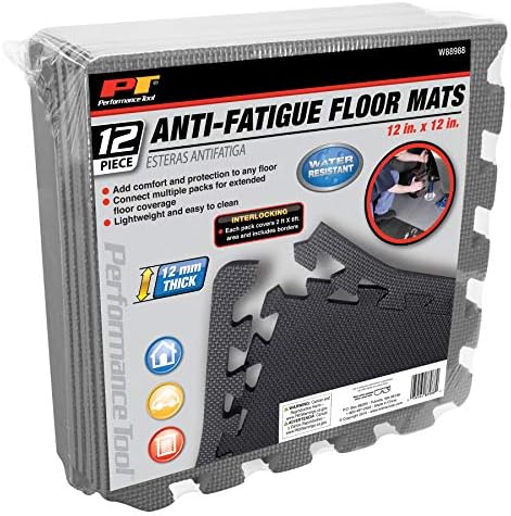 Ferramenta de desempenho W888988 12 x 12 Forma de diamante protetora Anti-fadiga Tanta de piso interligado, cinza