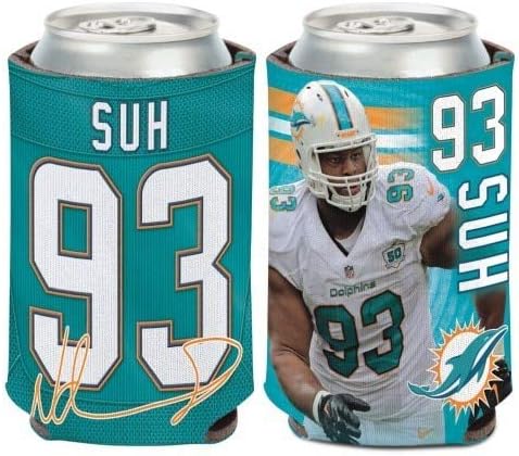 WinCraft NFL Miami Dolphins Can Coolercan Cooler Ndamukong Suh Design, cores da equipe, tamanho único