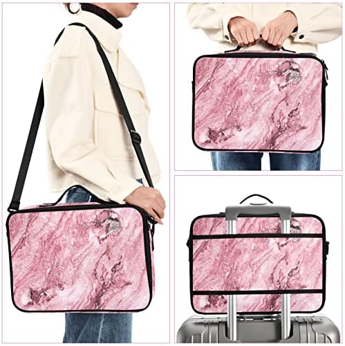 Saco de cosméticos de textura de mármore rosa para mulheres para mulheres viagens de higiene pessoal com alças Bolsa de maquiagem de