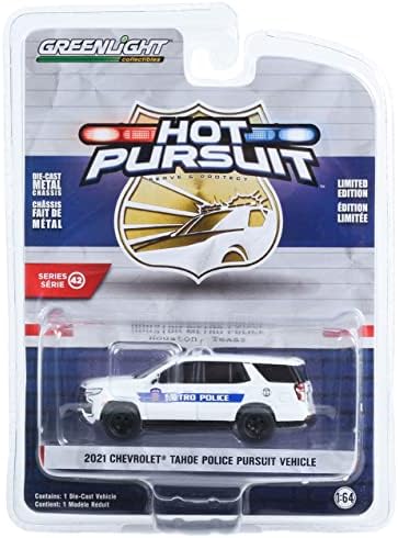 Greenlight 43000-F Hot Pursuit Series 42-2021 Chevy Tahoe Police Pursuit Veículo-Houston, Texas Metro Police 1:64