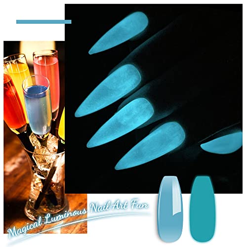 Ytd Likomey Glow no esmalte de gel escuro, 1 pcs 15ml translúcido efeito de brilho luminoso azul claro
