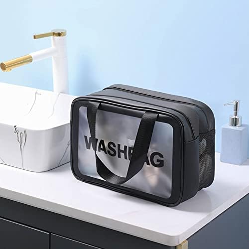 Sacos de higiene pessoal transparente soly para viajar, bolsa de chuveiro impermeável translúcida fosca, bolsa de higiene