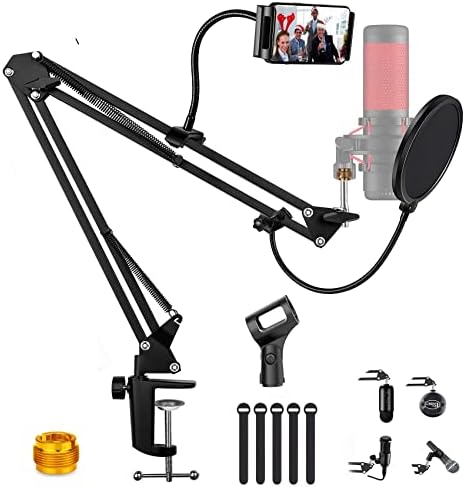 Armado de lança para quadcast hyperx, 360 ° Microfone ajustável Stand para jogos pesados ​​Gaming Suspensão Microfone