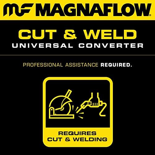 Magnaflow Universal Catalytic Converter Compatível com carboidratos de grau California 418034 - Aço inoxidável 2in Diâmetro da entrada/saída, 15 polegadas de comprimento total, sensor pós -conversor O2 - CA Substituição legal