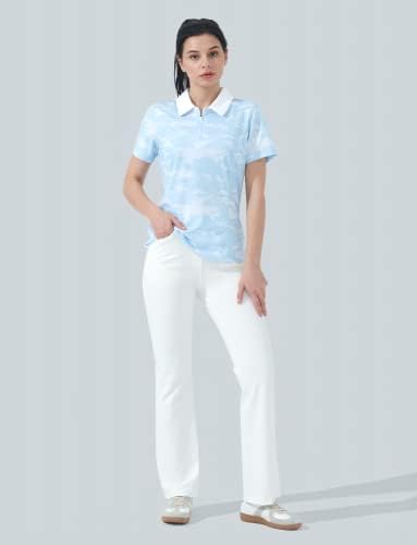 Camisas de pólo hiverlay para mulheres colarinhas de golfe camuflado tampos slim fit upf 50+ fit seco de umidade wicking