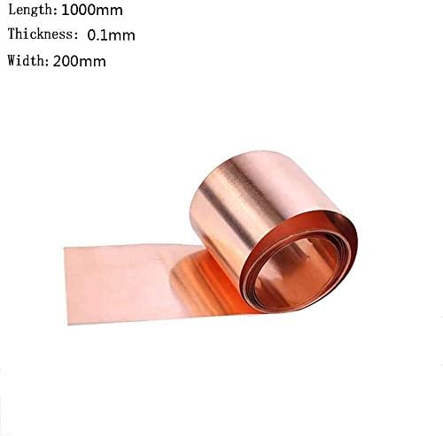 Folha de cobre de placa de latão Umky 99,9% folha de metal de cobre Cu folha 0. 01x200x1000mm para artesanato aeroespacial, 0,1mm*200 mm*1m de folha de metal