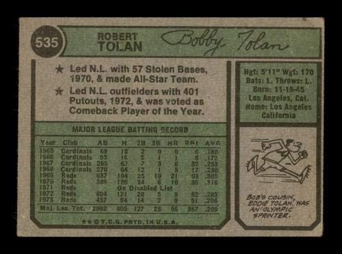 Bob Tolan autografou 1974 TOPPS CART
