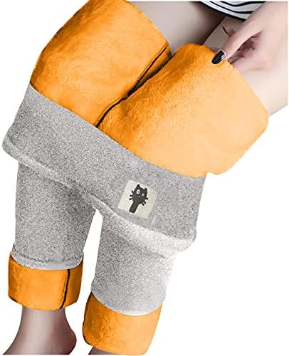 Leggings de lã para mulheres inverno, o treino de cor sólida de inverno feminina em casa, calças de pelúcia de cintura alta e de cintura