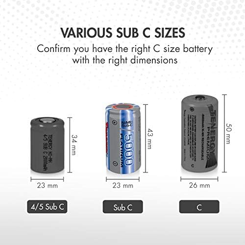 Tenegher NIMH Sub C SC 5000mAh High Drain Bateria recarregável com abas