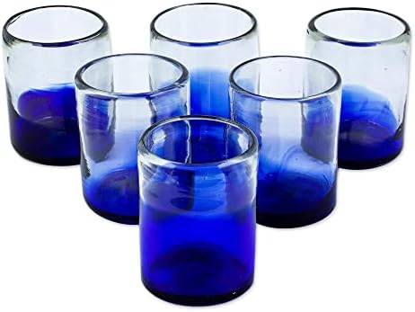 Novica Jalisco Blue Blown Glass Suco de óculos