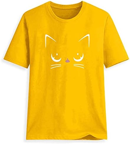 Camisetas esticadas para gatos para mulheres de manga curta tops casuais camisetas de túnica trepadeiras de verão camisetas júnior blusa júnior