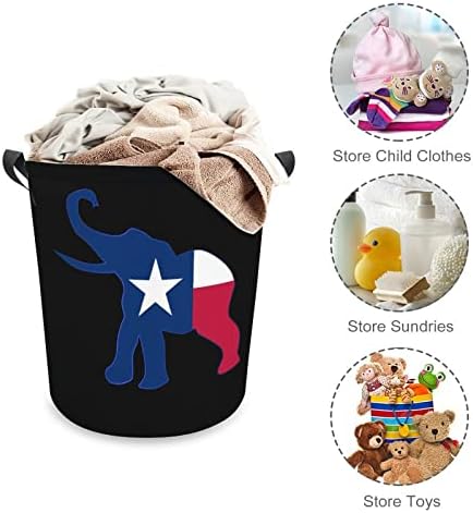 Bandeira do elefante do Texas grande cesto de roupa cesto dobrável cesta de lavanderia organizadora de brinquedos de cesta de armazenamento durável