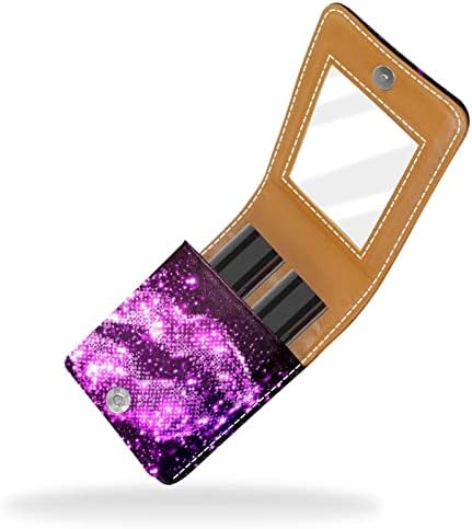 Mini estojo de batom com espelho para bolsa, Love Lip Portable Case Holder Organization
