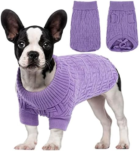 Camiseiro de cachorro Kuoser Turtleneck malha, roupas de estimação de roupas de malha espessante macia para cães gatos, gato