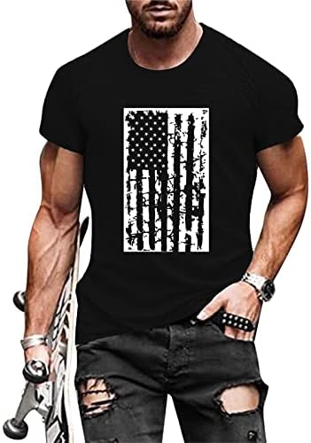 American Flag Shirt Men, 4 de julho de julho, camiseta patriótica STAR STRESS USA TEES CASUAL TOPS CASUAL TOPS INDEPENDENCE
