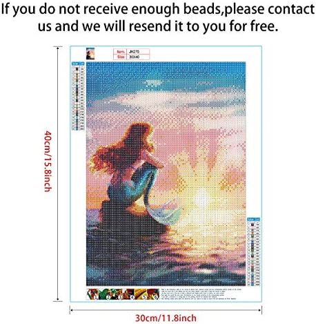 5D Drill Full Drill Mermaid Diamond Painting Kit, Mikimiqi Diy Sereia Seaidside Sunset Diamond Painting Kits para
