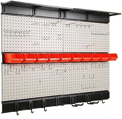Armazenamento de garagem Ultrawall, Pegboard de 48x36 polegadas com ganchos Bins de armazenamento de garagem Tool Painel Painel Ferramenta Organizador