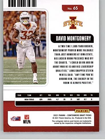 2021 Panini Condores Draft Season Ticket 65 David Montgomery Iowa State Cyclones Football Trading Card