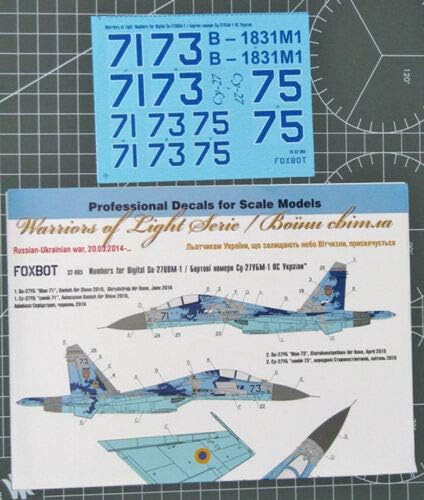 Decalque para números para sukhoi su-27ubm forças aéreas ucranianas 1/32 Foxbot 32-005