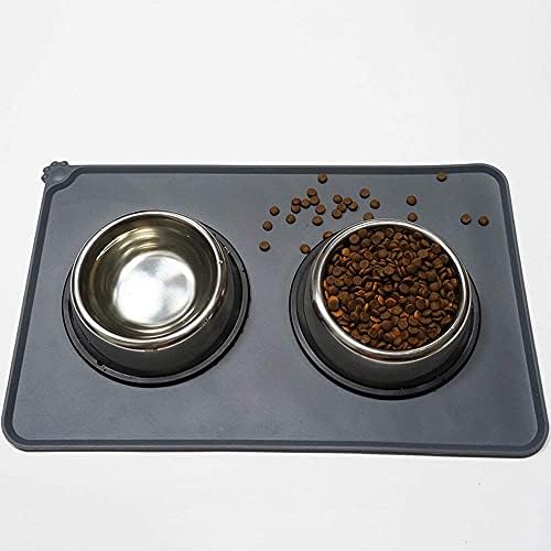 Lessmon Dog Cat Tapete de alimentação, tapete de alimentos à prova d'água de silicone, preto