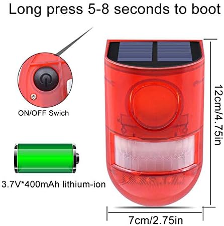 4 Pacote de alarme de som solar de energia solar Luz estroboscópica piscando 6led Light Motion Sensor Security Security