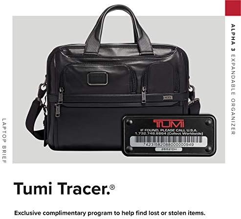 Tumi Alpha 3 Organizável Organizador Laptop de couro - bolsa de computador de 15 polegadas para homens e mulheres - preto
