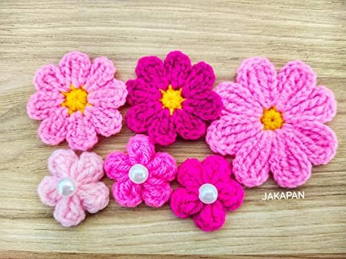 Jakapan Flores artesanais lindas pétalas e crochê de borboleta para artesanato Flores de crochê Apliques Diy Decoração de casamento