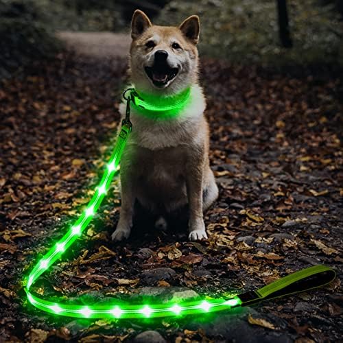 Illumifun Led Dog Leash, USB Light Up Dog Lead, 47,2 polegadas de nylon brilhante coleira de estimação para o seu cachorro noturno andando