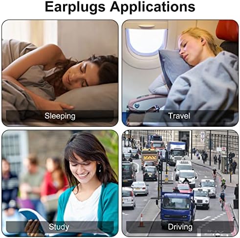 Plugues de orelha para cancelamento de ruído do sono, tampões para a orelha para redução de ruído silicone, 2 pares